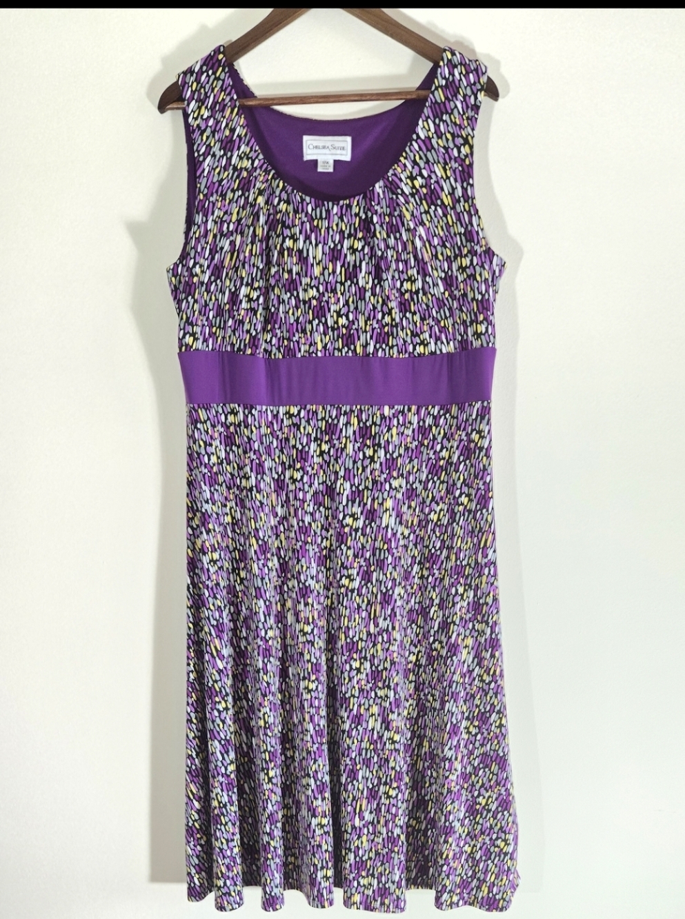 Chelsea Studio Purple Print Dress Sz 18W 2X Plus Comfy